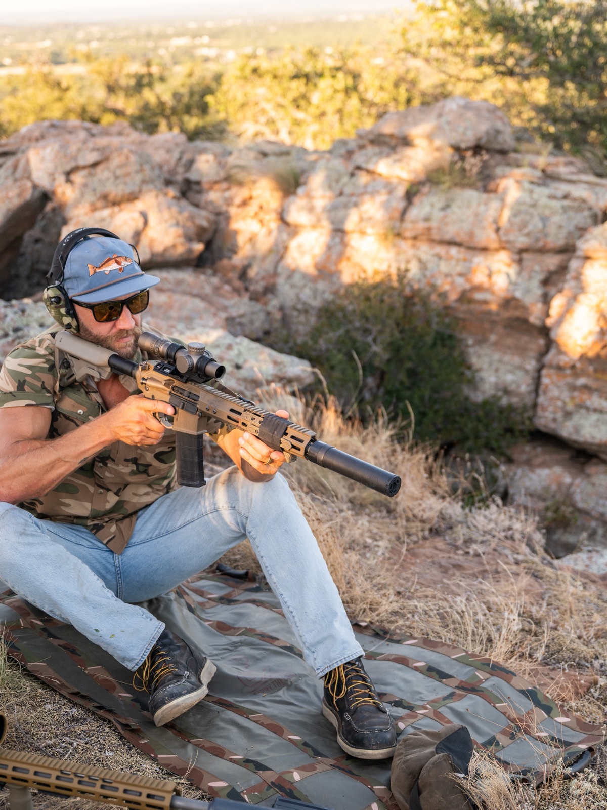 A shooter on the range at Packsaddle