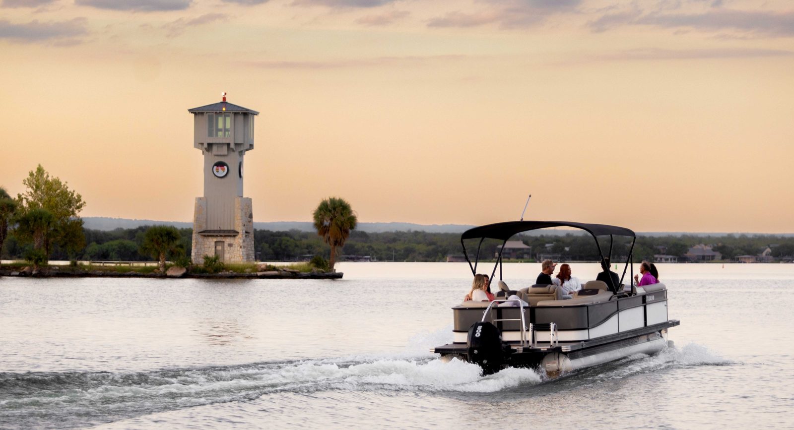 A pontoon boat on Lake LBJ